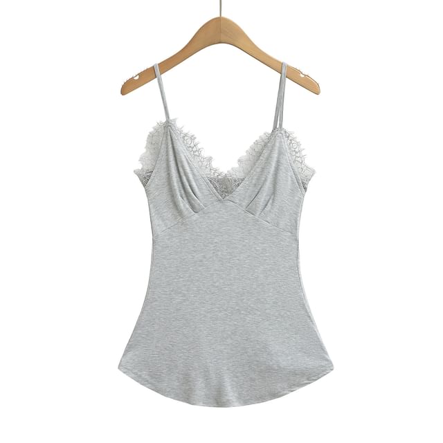 Slim-Fit Lace Trim V-Neck Camisole
