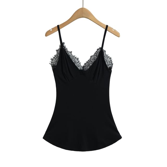 Slim-Fit Lace Trim V-Neck Camisole