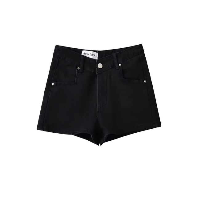 Low Waist Washed Mini Denim Shorts