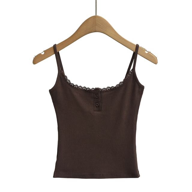 Lace-Trimmed Knit Camisole Crop Top