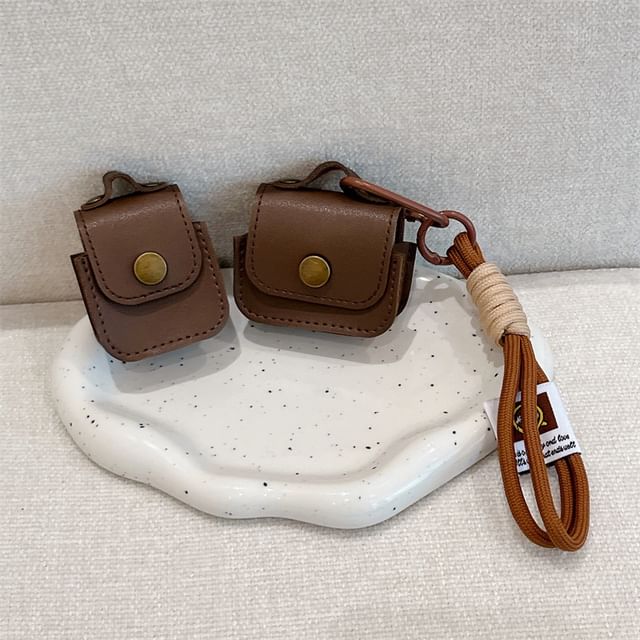 Faux Leather AirPods / Pro Earphone Case Skin with Strap