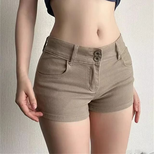 Low Rise Denim Hot Pants