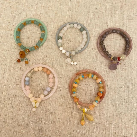 Set: Gemstone Bracelet + Bangle