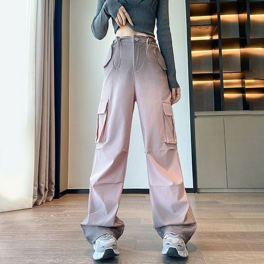 High Waist Gradient Baggy Cargo Pants