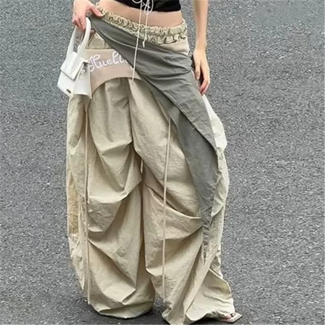Elastic Waist Asymmetrical Baggy Cargo Pants