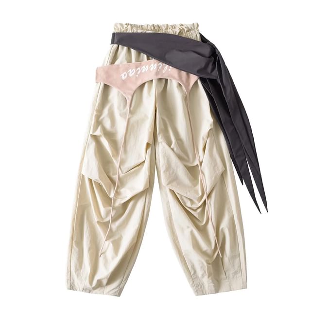 Elastic Waist Asymmetrical Baggy Cargo Pants