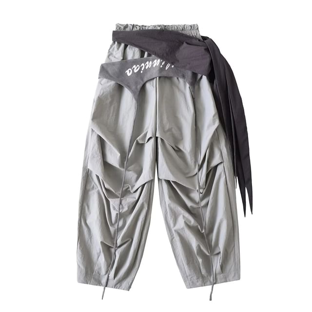 Elastic Waist Asymmetrical Baggy Cargo Pants