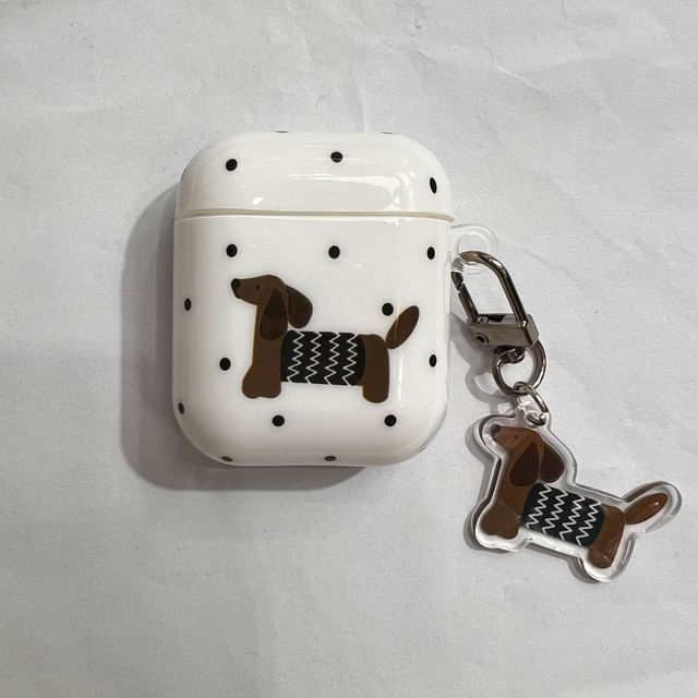 Polka Dot Dog AirPods / Pro Earphone Case Skin / Charm / Coil Strap / Set