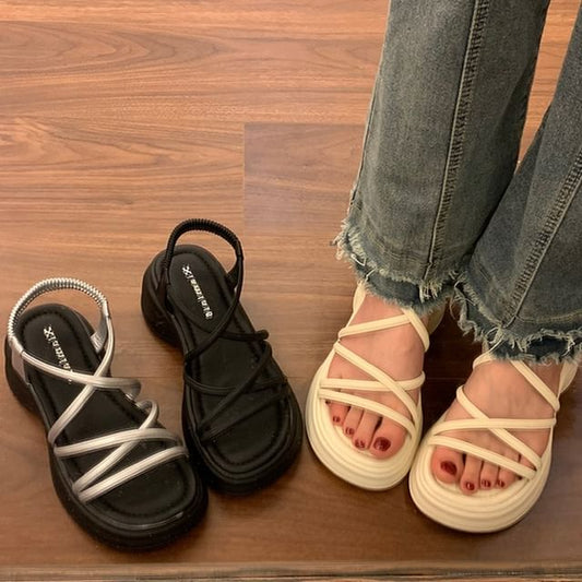 Faux Leather Platform Sandals