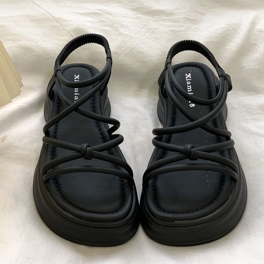 Plain Knot Platform Gladiator Sandals