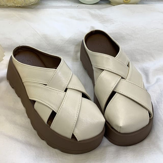 Woven Platform Gladiator Slide Sandals