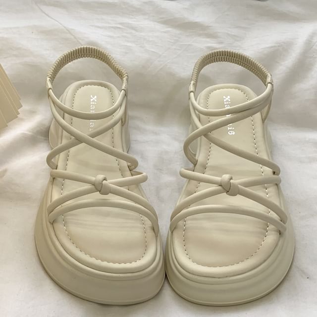 Plain Knot Platform Gladiator Sandals