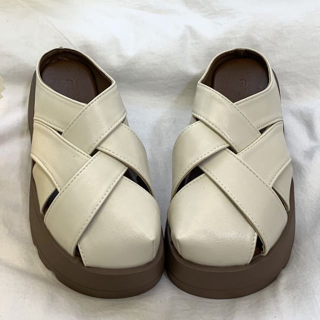 Woven Platform Gladiator Slide Sandals