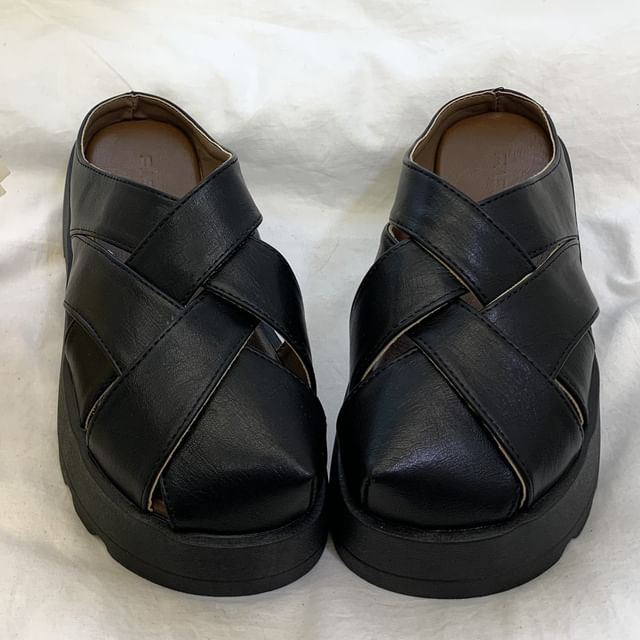 Woven Platform Gladiator Slide Sandals