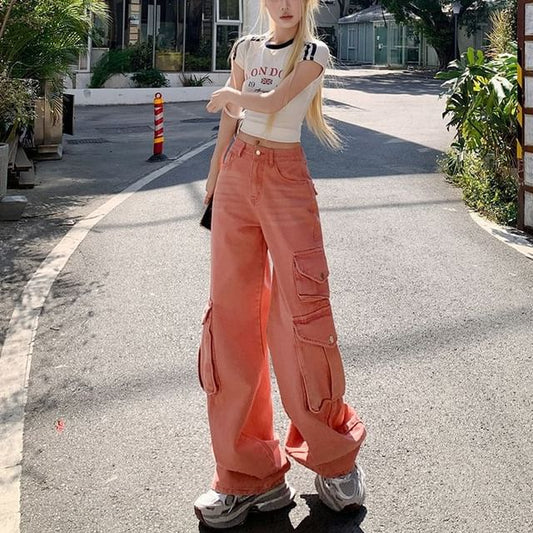 Low Waist Washed Wide Leg Cargo Pants (Various Designs)