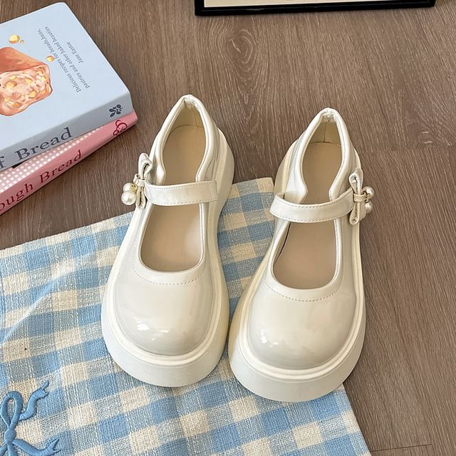 Faux Leather Platform Mary Jane Shoes