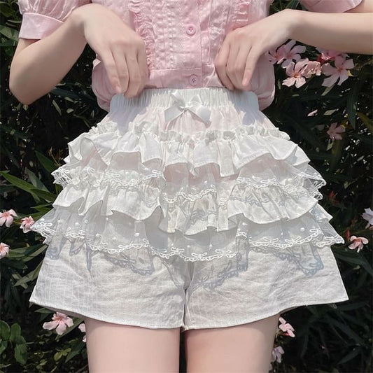 Ruffled High-Rise Mini A-Line Skirt with Elegant Trim