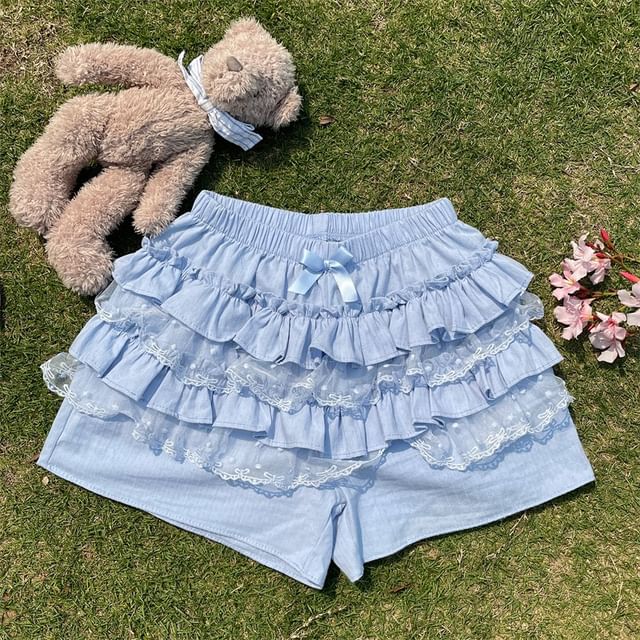 Ruffled High-Rise Mini A-Line Skirt with Elegant Trim