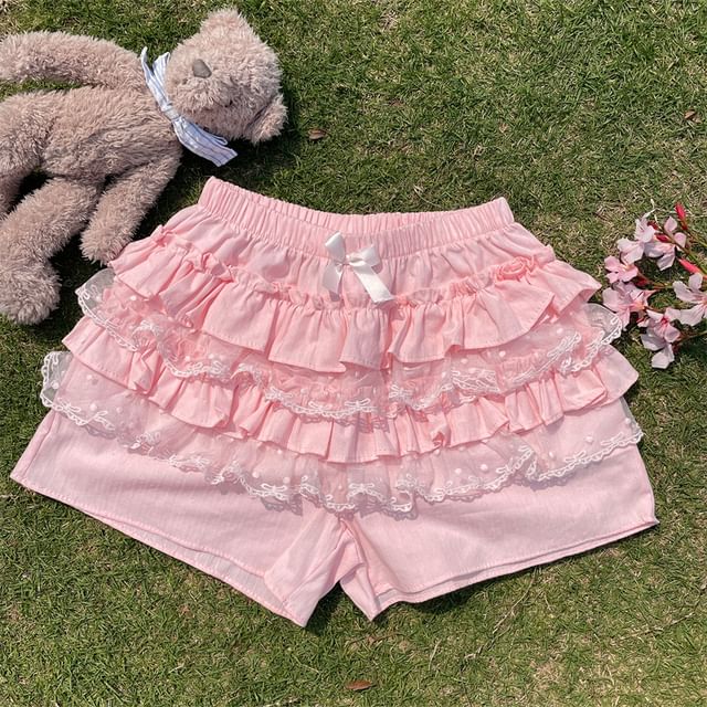 Ruffled High-Rise Mini A-Line Skirt with Elegant Trim