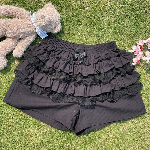 Ruffled High-Rise Mini A-Line Skirt with Elegant Trim