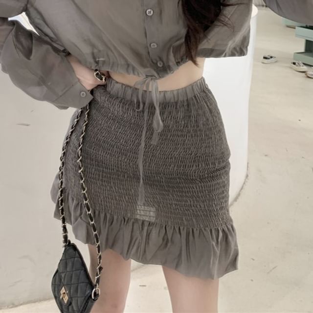 Cold Shoulder Crop Top and Mini Skirt Set