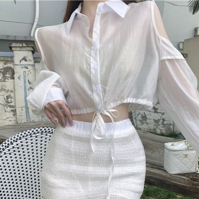 Cold Shoulder Crop Top and Mini Skirt Set