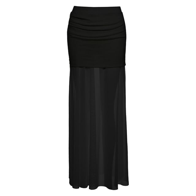 Sheer Pencil Skirt with High Waist