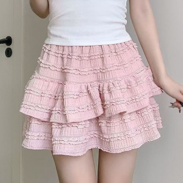 High-Rise Layered Mini Skirt