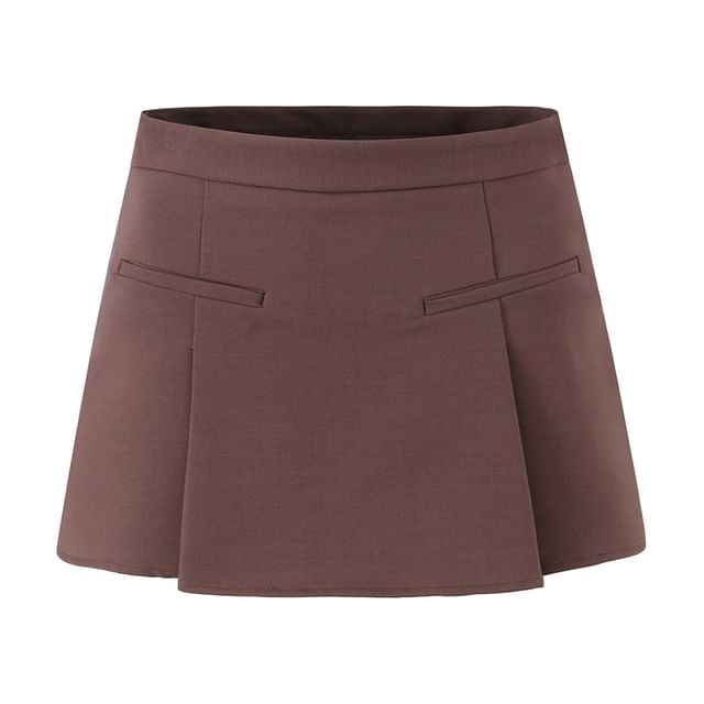 High-Rise Solid Flared Mini Skirt