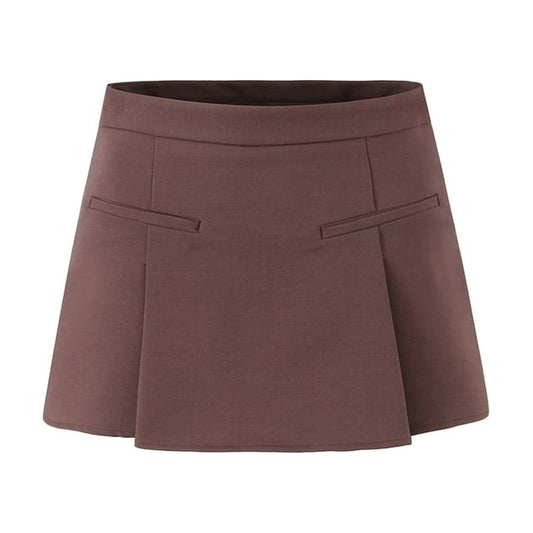 High-Rise Solid Flared Mini Skirt