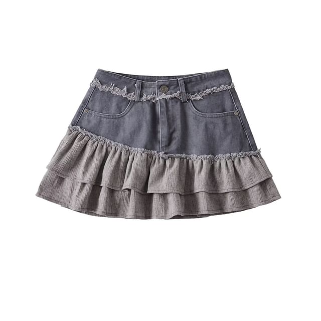 Denim Mini Skirt with High Rise