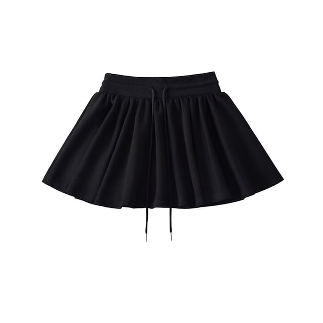Drawstring Waist Flared Mini Skirt