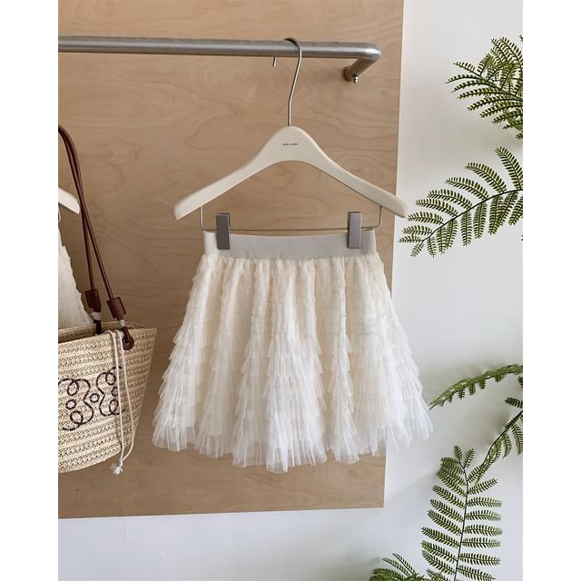 Lace-Trimmed Mini A-Line Skirt with Low Rise
