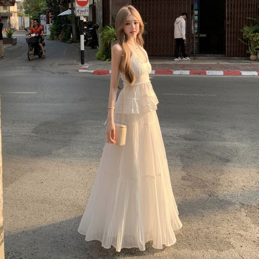 Flowy Sleeveless Top with High Waist Maxi Skirt
