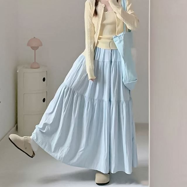 Versatile High-Rise Plain Maxi A-Line Skirt in Multiple Designs