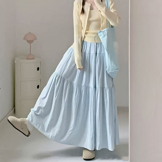 Versatile High-Rise Plain Maxi A-Line Skirt in Multiple Designs
