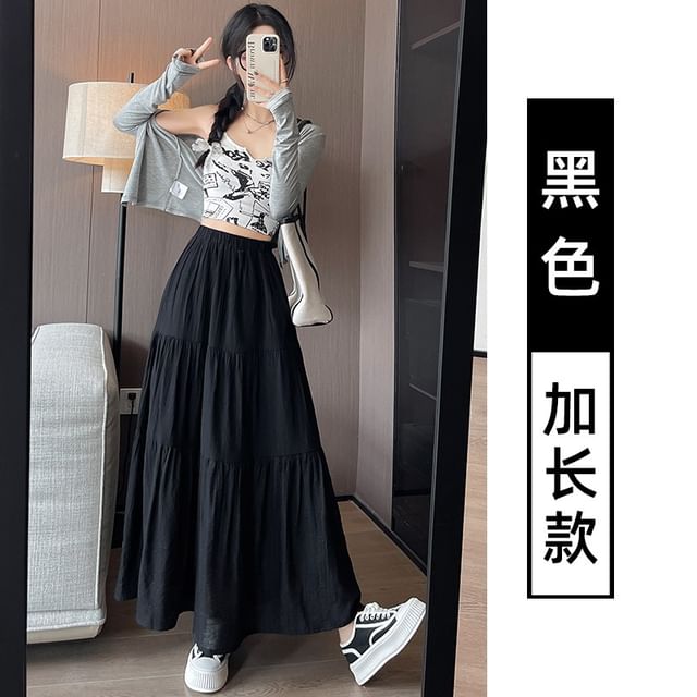 Versatile High-Rise Plain Maxi A-Line Skirt in Multiple Designs