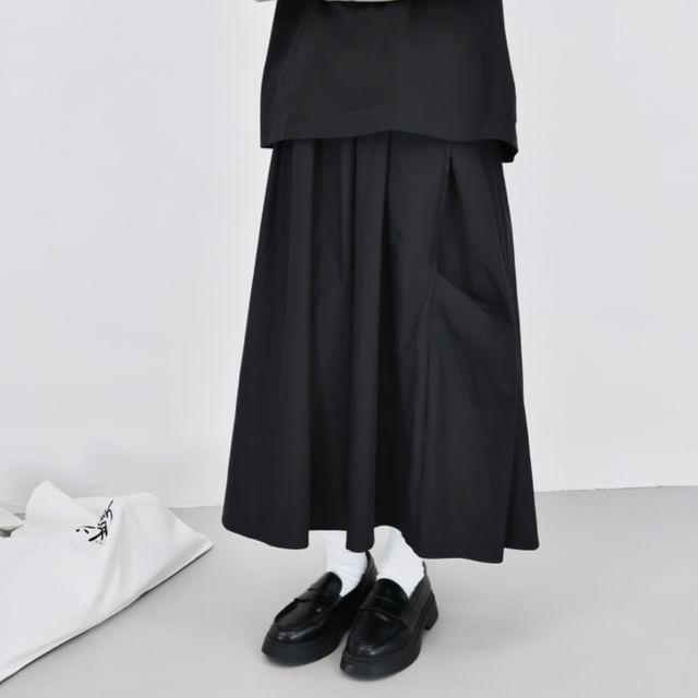 Classic Midi A-Line Skirt with Elastic Waist