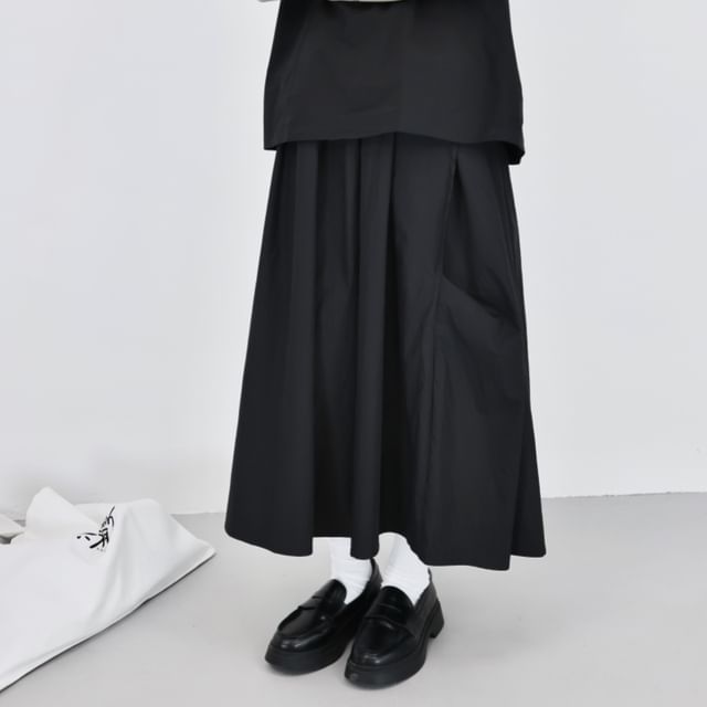 Classic Midi A-Line Skirt with Elastic Waist