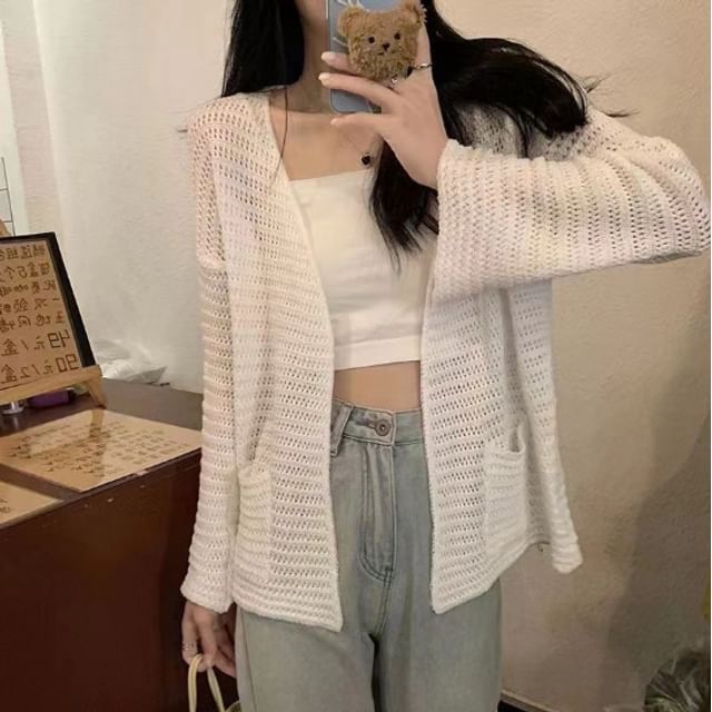 Crochet Lace Open Front Cardigan