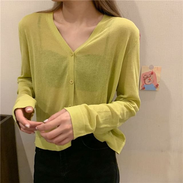 Sheer V-Neck Cardigan