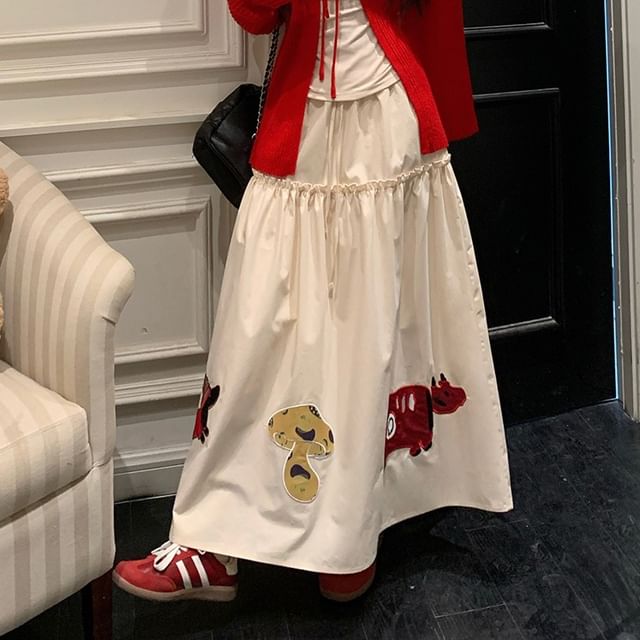 Bow Lace-Up Knit Cardigan with Top and Skirt Set