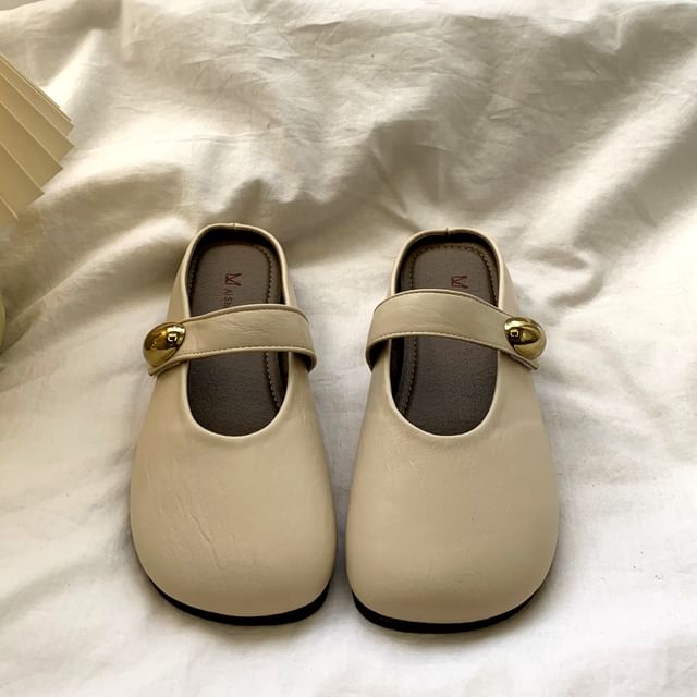 Round Toe Plain Mary Jane Mules