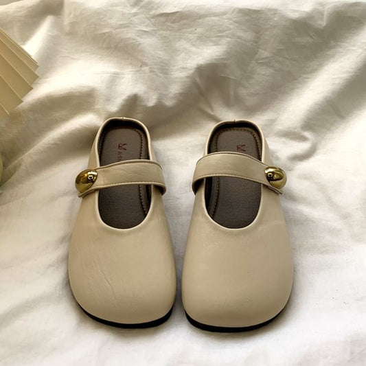 Round Toe Plain Mary Jane Mules