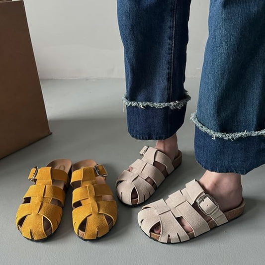 Cutout Buckled Slide Sandals
