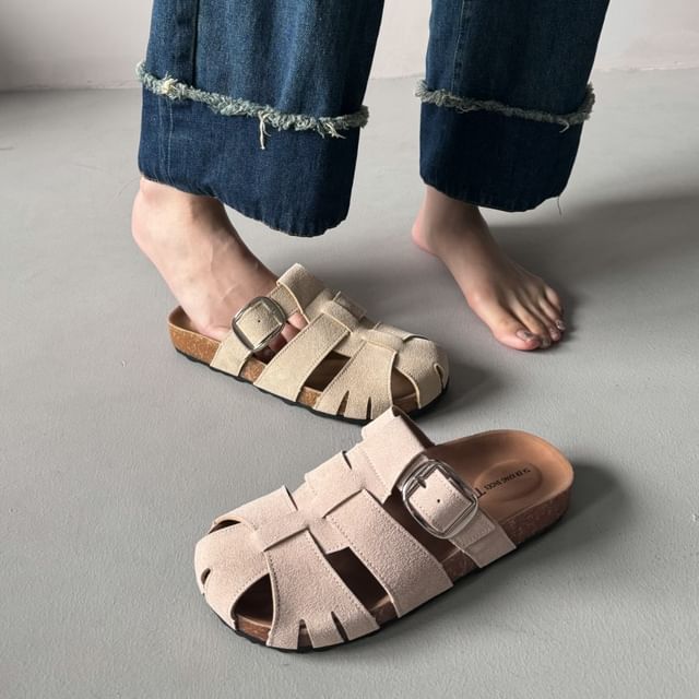 Cutout Buckled Slide Sandals
