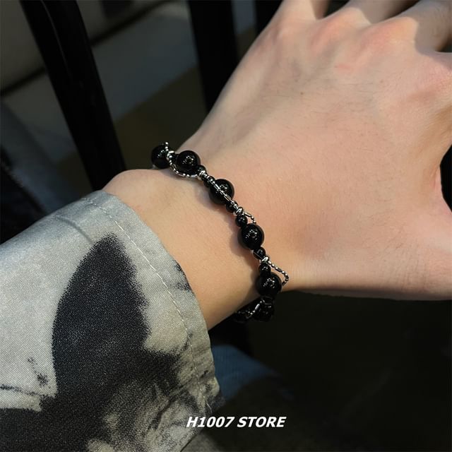 Faux Pearl / Faux Gemstone Bead Helical Alloy Bracelet / Choker