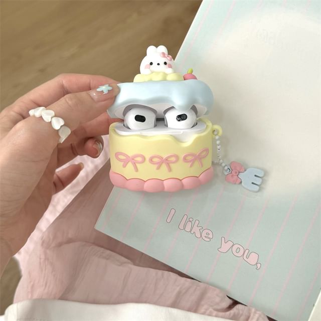 Set: Rabbit AirPods Earphone Case Protection Cover + Charm