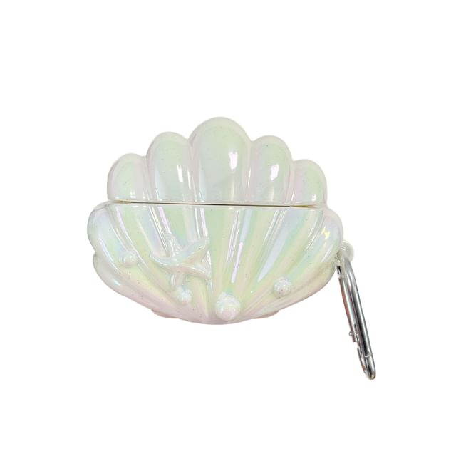 Shell AirPods / Pro Earphone Case Skin + Faux Pearl Strap / Ring Hoop / Set