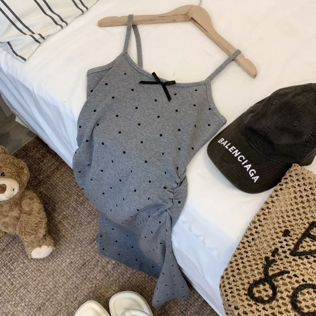 Spaghetti Strap Dotted Mini Bodycon Dress